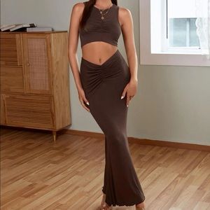 Ruched Tank Top & Maxi Skirt Set